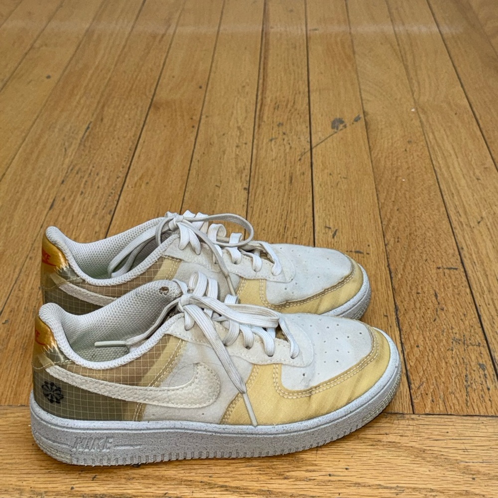 Sz 1.5 Nike Air Force 1 Crater GS 'Move To Zero - White Orange' DH4339-100
